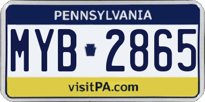 PA license plate MYB2865