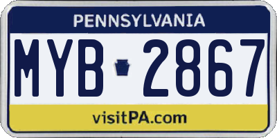 PA license plate MYB2867