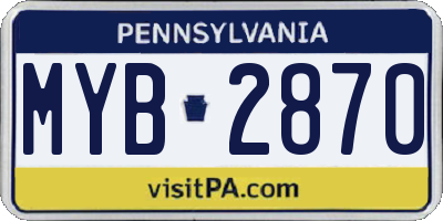 PA license plate MYB2870