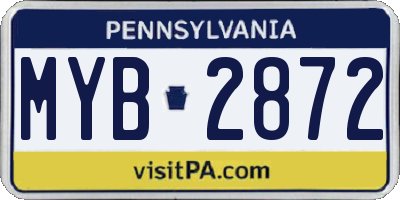 PA license plate MYB2872