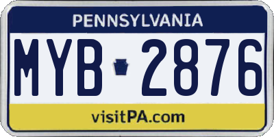 PA license plate MYB2876