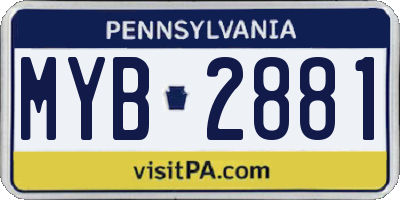PA license plate MYB2881