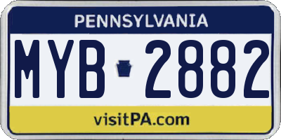 PA license plate MYB2882