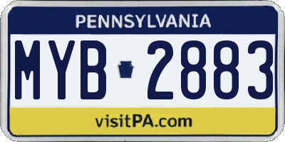PA license plate MYB2883