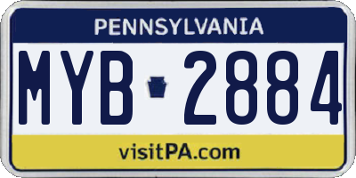 PA license plate MYB2884