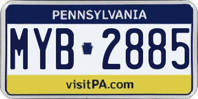 PA license plate MYB2885