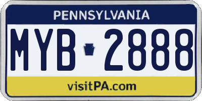 PA license plate MYB2888