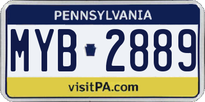 PA license plate MYB2889