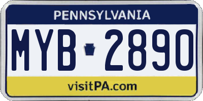 PA license plate MYB2890