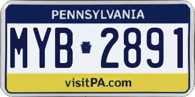 PA license plate MYB2891