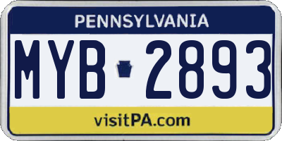 PA license plate MYB2893