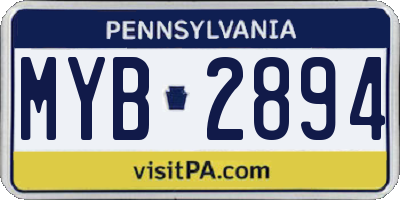 PA license plate MYB2894