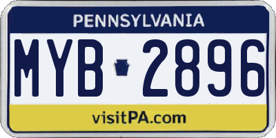 PA license plate MYB2896