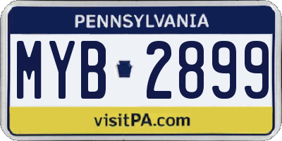 PA license plate MYB2899