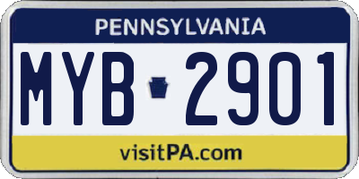 PA license plate MYB2901