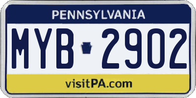 PA license plate MYB2902