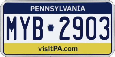 PA license plate MYB2903