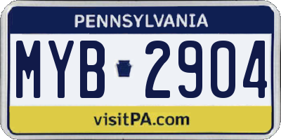 PA license plate MYB2904