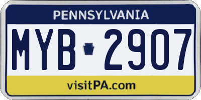 PA license plate MYB2907