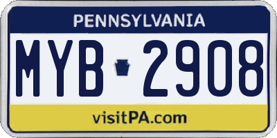 PA license plate MYB2908