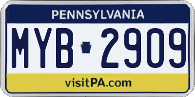 PA license plate MYB2909