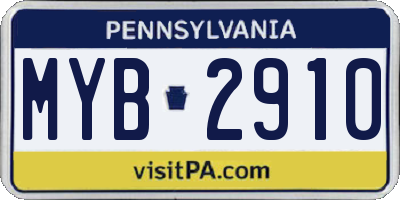 PA license plate MYB2910