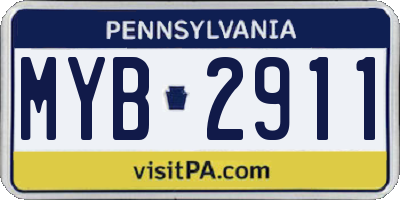 PA license plate MYB2911