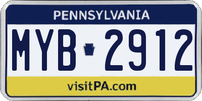 PA license plate MYB2912
