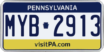 PA license plate MYB2913