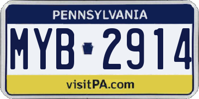 PA license plate MYB2914