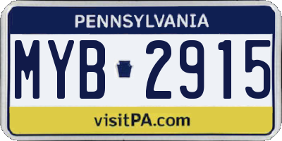 PA license plate MYB2915