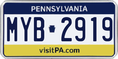 PA license plate MYB2919
