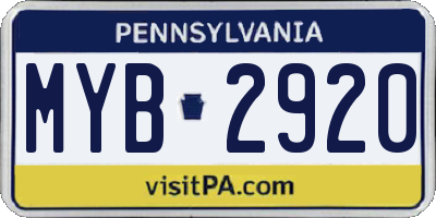 PA license plate MYB2920
