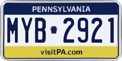 PA license plate MYB2921