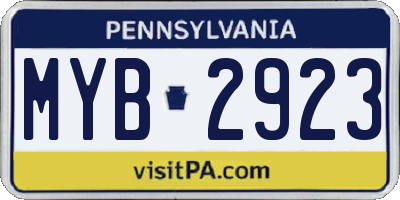 PA license plate MYB2923