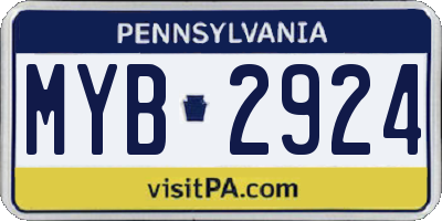 PA license plate MYB2924