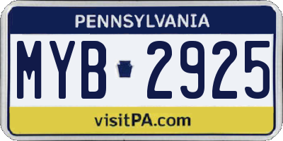 PA license plate MYB2925