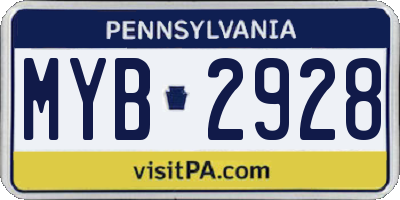 PA license plate MYB2928