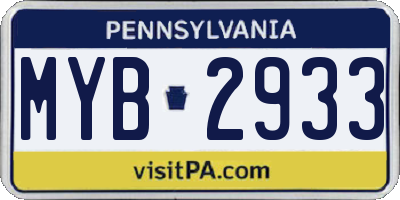 PA license plate MYB2933