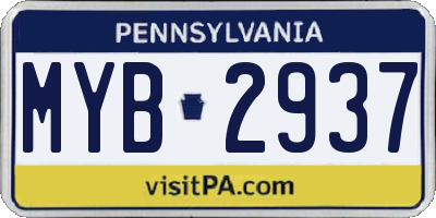 PA license plate MYB2937