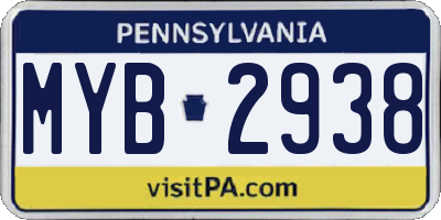 PA license plate MYB2938