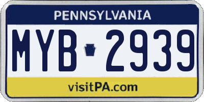 PA license plate MYB2939