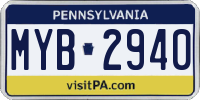 PA license plate MYB2940