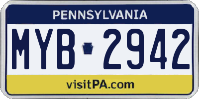 PA license plate MYB2942