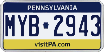 PA license plate MYB2943