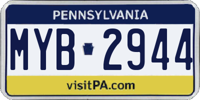 PA license plate MYB2944