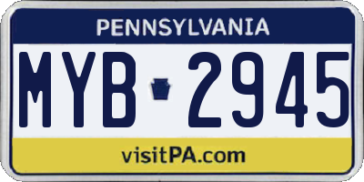 PA license plate MYB2945