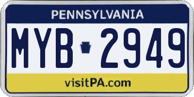 PA license plate MYB2949