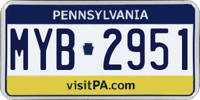 PA license plate MYB2951