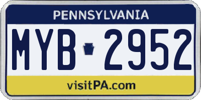 PA license plate MYB2952